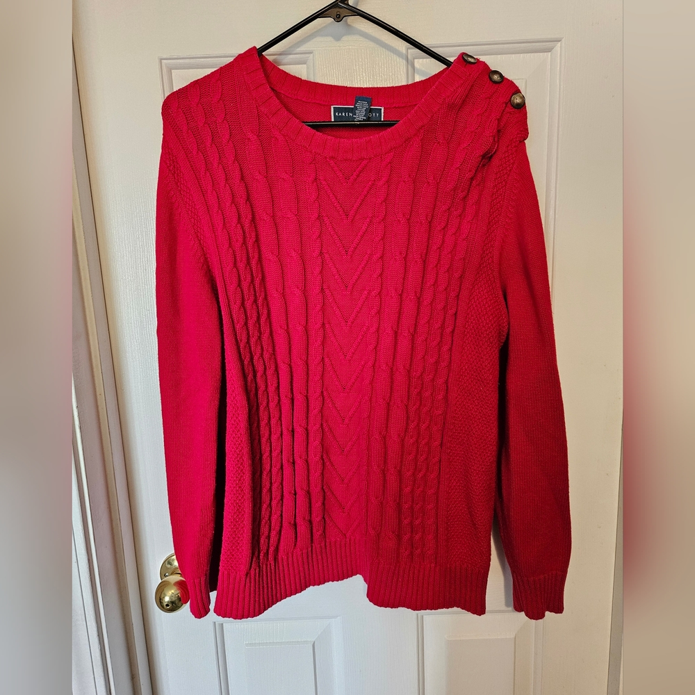 Red women's sweater.